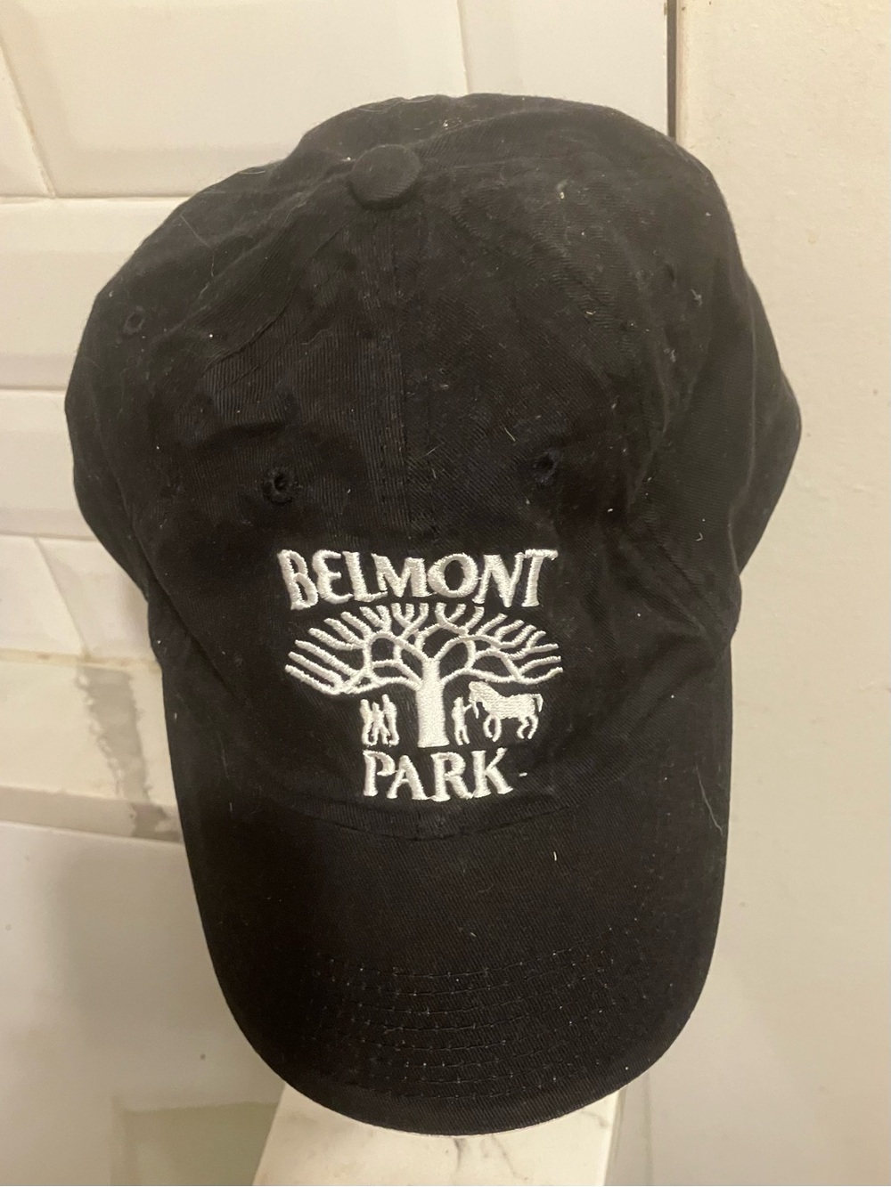 Belmont Park black Embroidered Baseball Cap